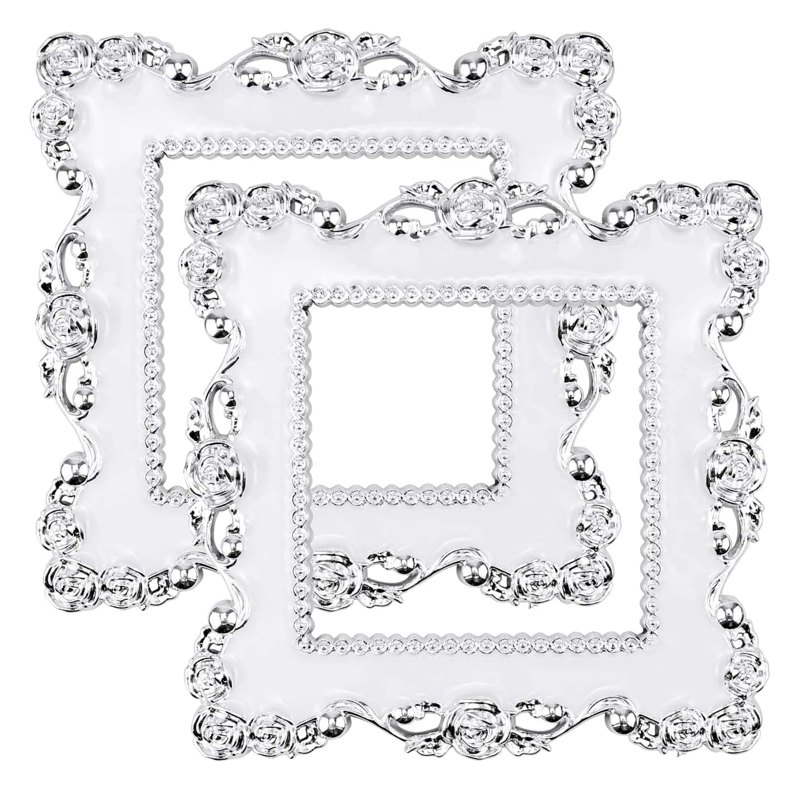 Light Switch Sticker- 2 Pcs Square Plastic Switch Surround Protective Cover Plate Rhinestone Wall Socket Stickers Decorations for Home, Living Room, Office (White)