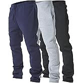 Ultra Performance 3 Pack Mens Fleece Wide Leg Sweatpants with Pockets, Open Bottom Workout Sweatpants for Men