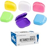 PlastCare USA Assorted Retainer Case Box of 12 Individually Sealed, Dental Storage Container for Aligners, Mouth Guards - Yellow, White, Pink, Green, Purple, Blue