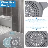 Alyvisun 2Pcs Silicone Shower Drain Hair Catcher with Sucker Blue Grey view 3