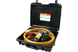 Steauty 12V Fuel Transfer Pump Moves 120 Gallons of Gas or Diesel Per Hour. With Car Cigarette Lighter Plug, Battery Clip and Upgraded Carrying Case, for UTVs, Vehicles, Boats, Equipment.(80W)