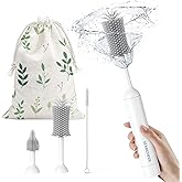 SEANCHEER S02 Electric Bottle Brush Set, Portable Baby Bottle Brush Cleaner, AA Battery-Powered & IPX7 Waterproof, with Silicone Bottle/Nipple/Straw Brush, for Home & Travel (Gray)