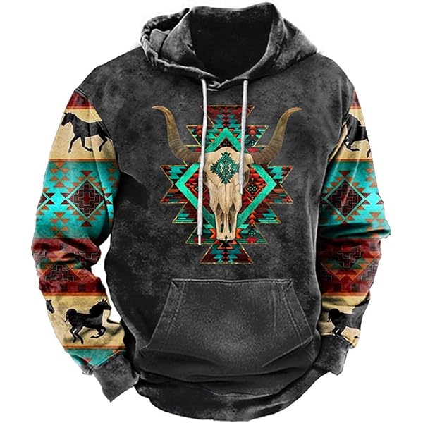 Aztec Sweatshirts Western Hoodies Sweatshirts 1/4 Zip Sweater Men