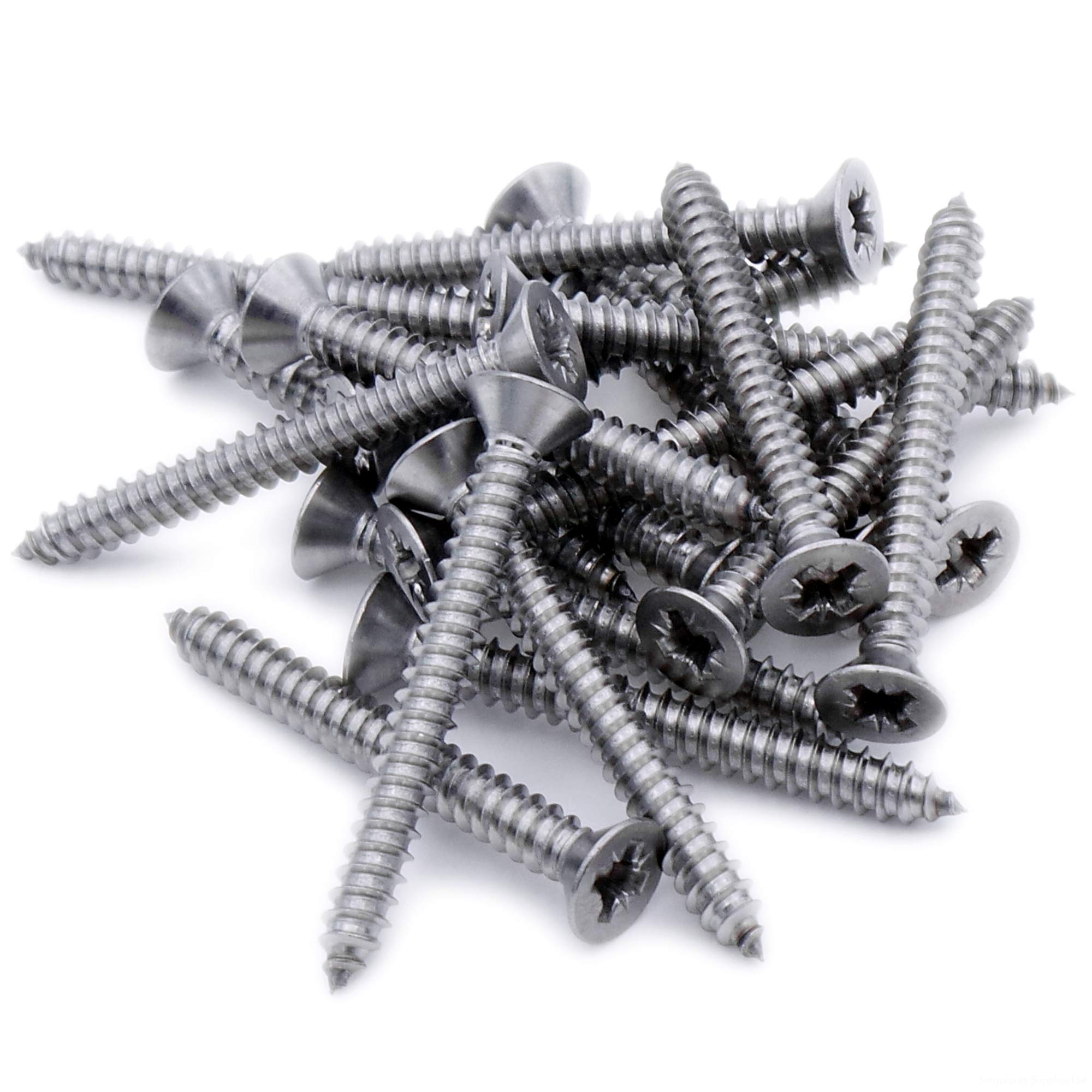 No.4 x 0.625 (2.9mm x 16mm) Pozi Countersunk Self-Tapping Screw - Stainless Steel (A2) (Pack of 20)