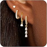Gold Silver Earrings for Women Trendy 14K Gold Plated Dangle Hypoallergenic Cartilage Earrings Small 925 Sterling Silver Post Dainty Hoop Drop Pearl Earring Stacks Set Huggie Chain Earrings Jewelry
