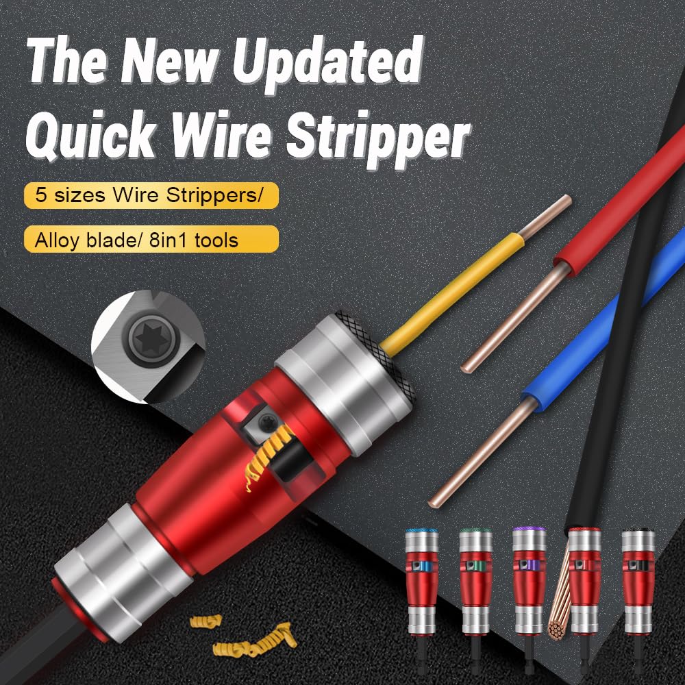 Wire Stripper for Drill,Wire Stripping and Twisting Tool for 6/8/10/12/14AWG,Portable Wire Nut Twister for Power Drill,Cable Quick Twister Tool and Connector（8pcs）