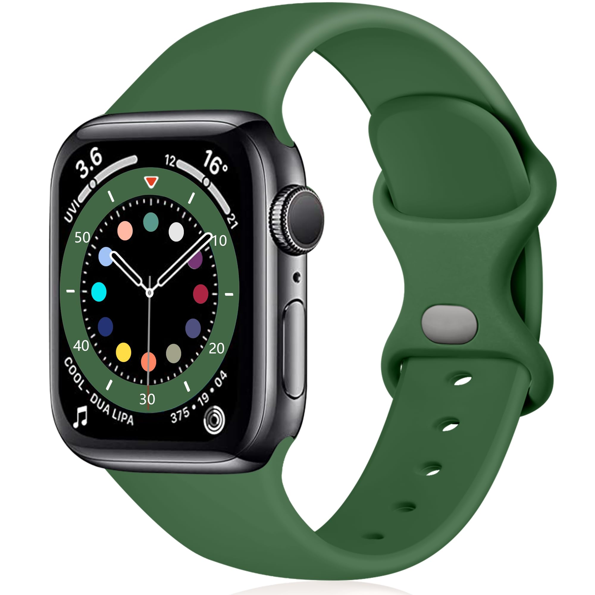 Epova Silicone Strap Compatible with Apple Watch Strap 40mm 38mm 41mm, Replacement Straps for iWatch SE Series 11 10 9 8 7 6 5 4 3 2 1, MilitaryGreen, Small — image 1