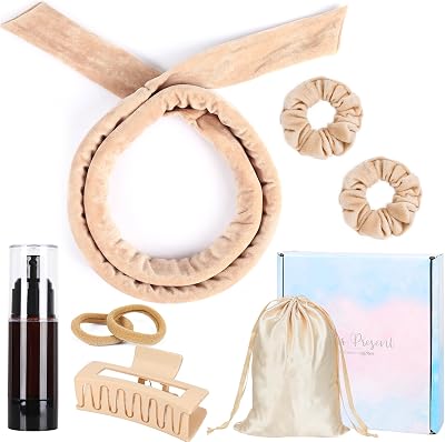 AliLeader Heatless Headband Set Khaki Soft Velvet Long Curler 155cm