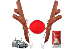 Angooni Christmas Reindeer Antlers & Nose for Car Auto Decoration, Cute Rudolph Reindeer Jingle Bell Added to Holiday Spirit(Large Size)