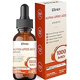 Elysx Alpha Lipoic Acid Liquid Drops 1000mg, ALA Supplement for Nerve and Antioxidant Support with Biotin, Natural Orange Flavor, 2FL OZ