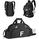 Vogewood 8 Year Old Boy Birthday Gifts, Initial Gym Bags with Shoe Compartment, Dance Bag for Girls, Monogram Kid Overnight Bags, Travel Duffle Tote-Perfect for Basketball Soccer Sport (Letter F)