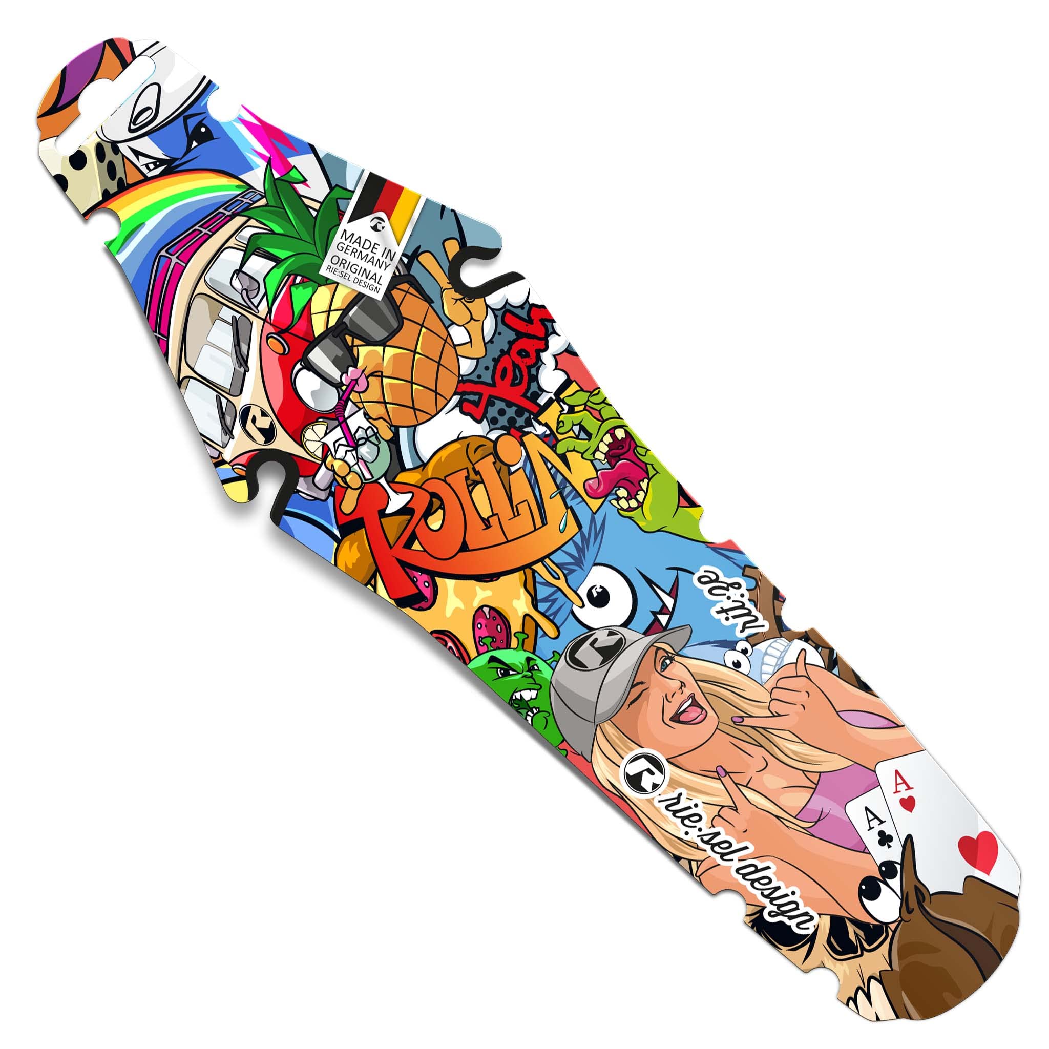 Riesel Design® Rit:ZE - Rear mudguard for the saddle, mounting on the saddle rails, easy to install, made in Germany - Stickerbomb eyecatcher