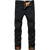 FREDD MARSHALL Men's Fleece Lined Skinny Winter Slim Fit Thicken Warm Stretch Jeans