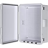 ANIMACYN Electrical Junction Box, Ventilated Design, Cable Grommets, Indoor/Outdoor Use with Mounting Panel & Hinged Cover. Waterproof IP 65. (Grey Cover, 13.8"x9.7"x5.9")