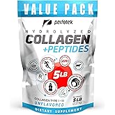 Collagen Powder for Women Men (5Lb) Types I & III Unflavored Easy to Mix Hydrolyzed Protein Peptides Non-GMO Grass-Fed Gluten-Free Kosher Pareve Healthy Hair Skin Joints and Nails
