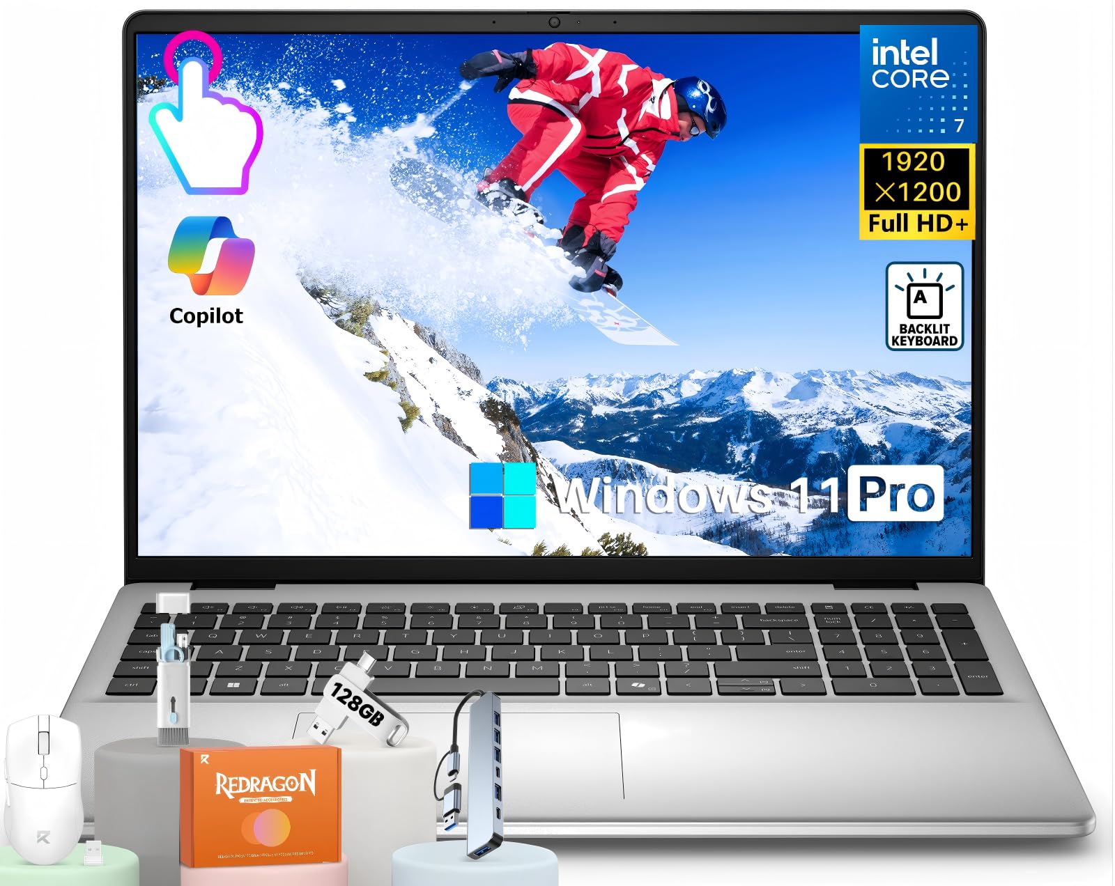 Dell 16 Touchscreen Business Laptop DC16251, 16" FHD+ 16:10 300-Nits Display, Intel 10-Core 7 150U(up to 5.4 GHz), 32 GB DDR5, 2 TB SSD, Wi-Fi 6E, Backlit KB, Fingerprint, Copilot AI, Windows 11 Pro