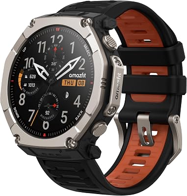 T-Rex Ultra 2 Dualband-GPS Outdoor Smartwatch, 51 mm Titangehäuse, 1,5" Saphir AMOLED Display, Taschenlampe, 30 Tage Akkulaufzeit, Offline-Karten, 10 ATM, 180+ Sportmodi für Android & iPhone