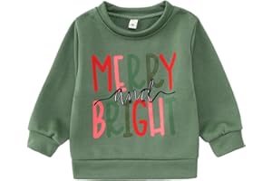 AG AGUU Christmas Sweatshirt for Toddler Boys Girls Merry and Bright Pullover Shirts Crew Neck Tops Long Sleeve Clothes