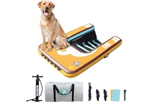 Niphean Dog Pool Ramp(Full-Coverage Non-Slip Deck), Stable Pup Plank with 200lbs Capacity, Inflatable Dog Ramp for Pool, Boat, Dock & Lake, Safe & Durable Ladder for Large Pets to Easy Water Access