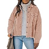 Dokotoo Womens Corduroy Jackets Button Down Long Sleeve Casual Shacket Coats Outwear