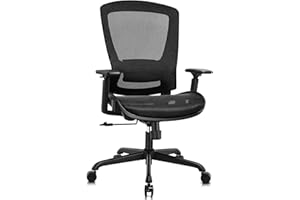 ELABEST Mesh Office Chair,Ergonomic Computer Desk Chair,Sturdy Task Chair- Adjustable Lumbar Support & Armrests,Tilt Function,Comfort Wide Seat,Swivel Home Office Chair (Black)