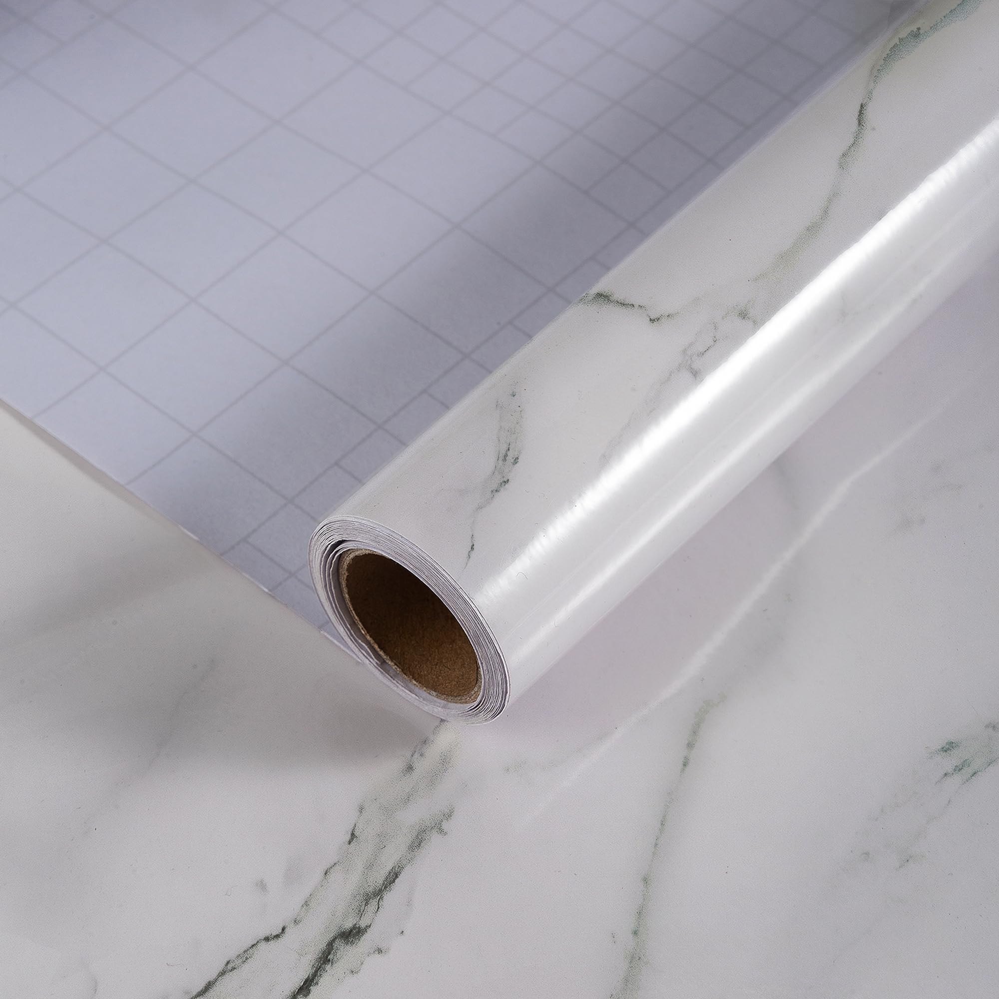 JSEVEM 60CM×5M Wide White Grey Pattern Marble Wallpaper Peel and Stick Vinyl Wrap Waterproof Gray Granite Contact Paper Sticky Back Plastic Roll Wall Stickers for Countertop Worktop Bedroom