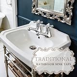 Wasserrhythm Victorian Basin Pillar Taps Pair Chrome Brass Cross Lever view 9