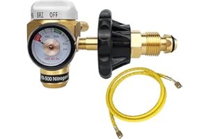 YZXQWRON VN-500 Nitrogen Purging Regulator,No Adaptors Needed,w/500 PSI Test Pressure,CGA580 Inlet Connection,Hvac Nitrogen Regulator,w/60" Refrigeration Hose