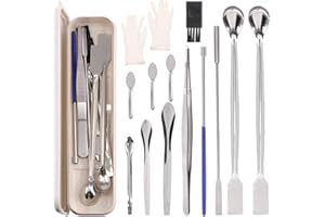Glarks 14Pcs Capsule Filling Micro Lab Spoon Kits Sampling Spoon Mixing Spatula Laboratory Tiny Mixing Spatula Powders Tamper