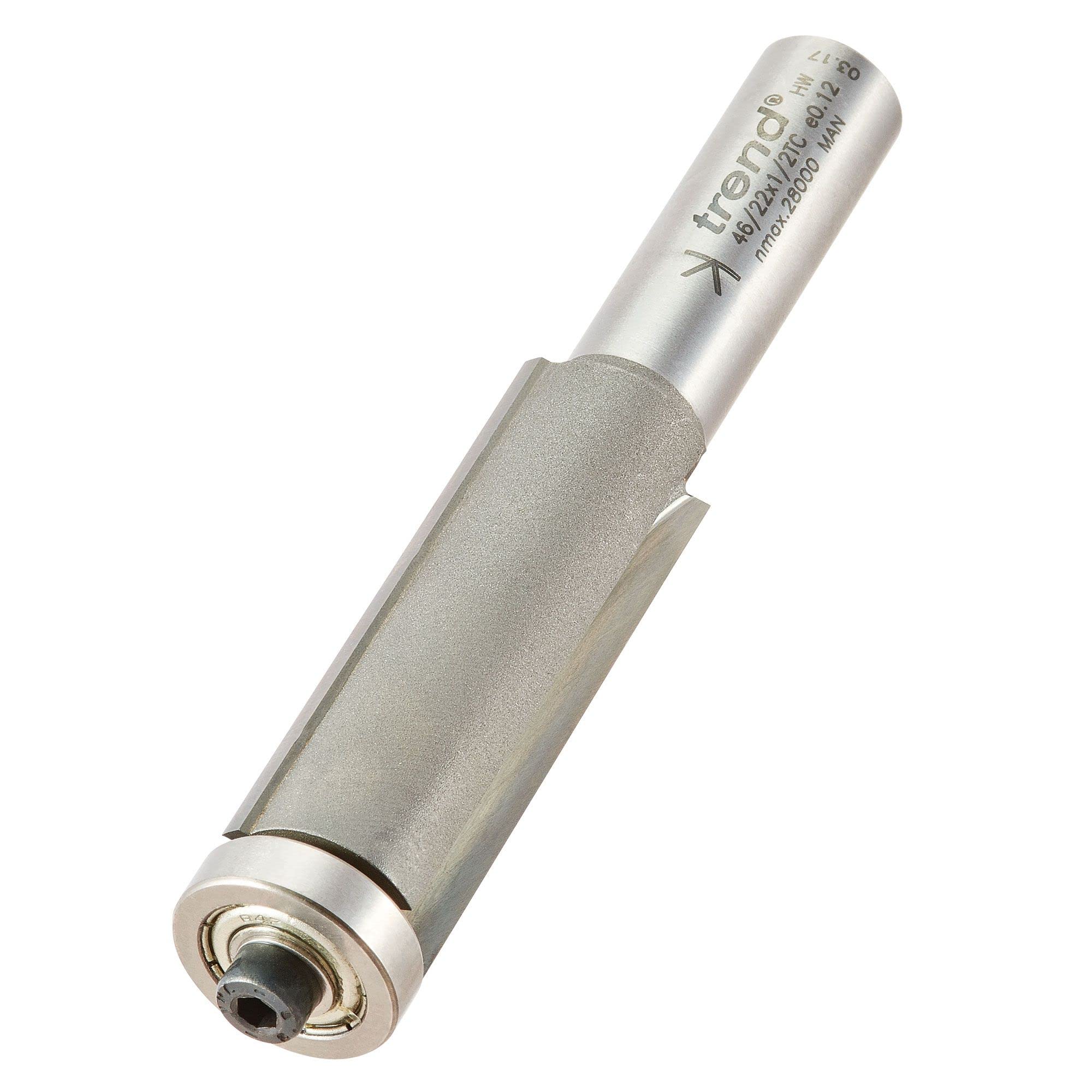 Trend Professional Trimming Cutter, 1/2 Inch Shank, 18.2mm Cut Diameter, 50mm Cut Length, Tungsten Carbide Tipped, 46/22X1/2TC
