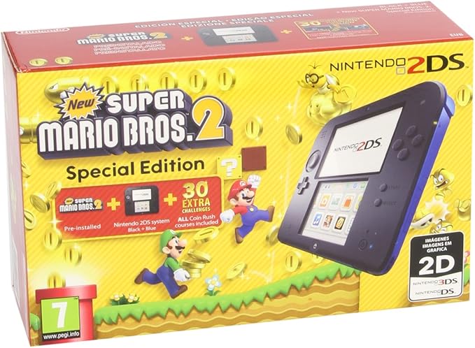 Nintendo 2DS noir-bleu + New Super Mario Bros. 2 - édition spéciale en