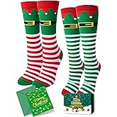 HAPPYPOP Christmas Socks for Kids - Knee High Socks, Holiday Gifts for Boys Girls with Card