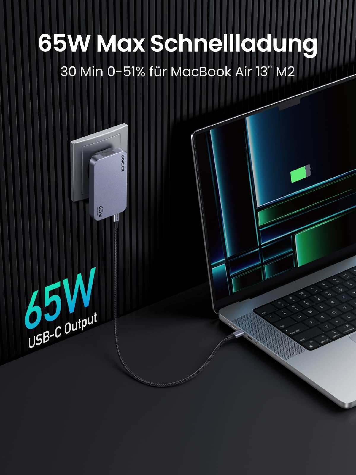 UGREEN Nexode Pro 65W USB C Ladegerät Slim mit EU/US/UK Stecker GaN USB-C Netzteil 3-Port Charger Schnellladegerät kompatibel mit MacBook, iPad, iPhone 17, Galaxy S25 Ultra, Dell XPS 3