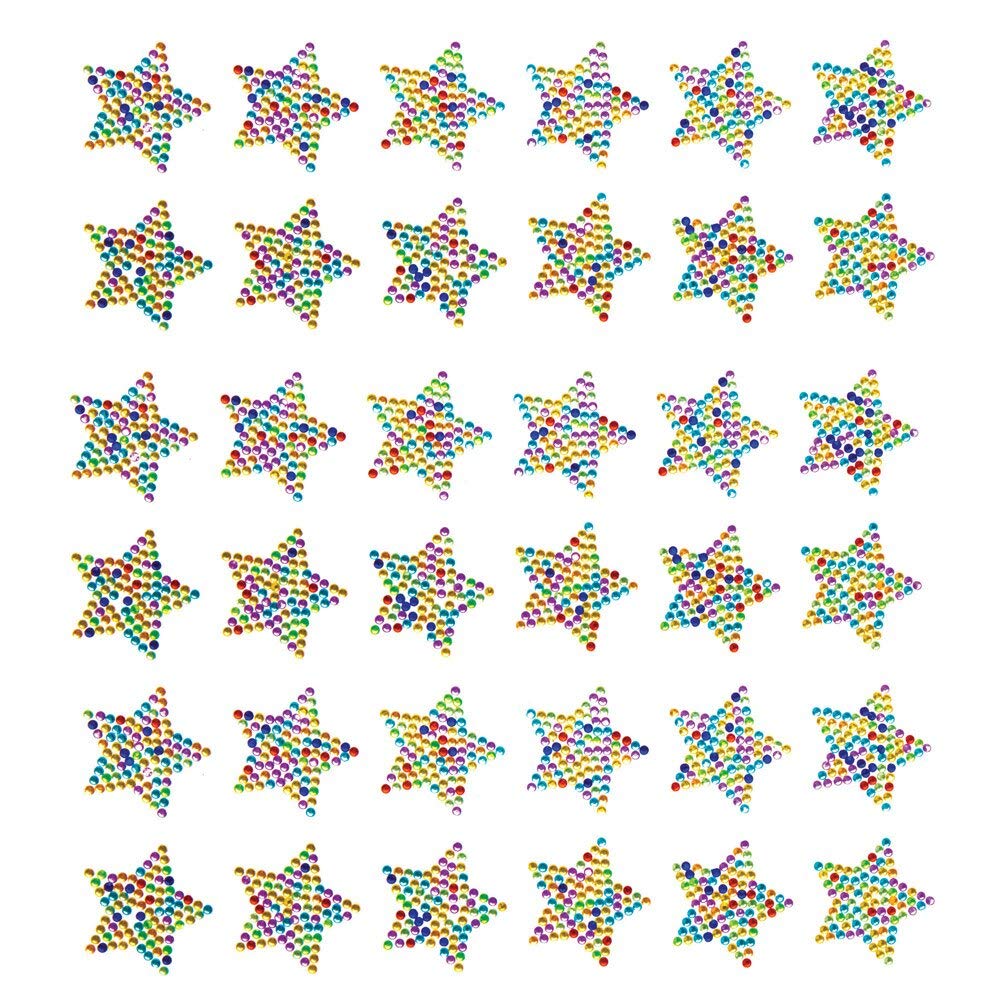 Baker Ross AT217 Rainbow Star Crystal Gem Stickers, Arts and Crafts for Kids (Pack of 12), Assorted