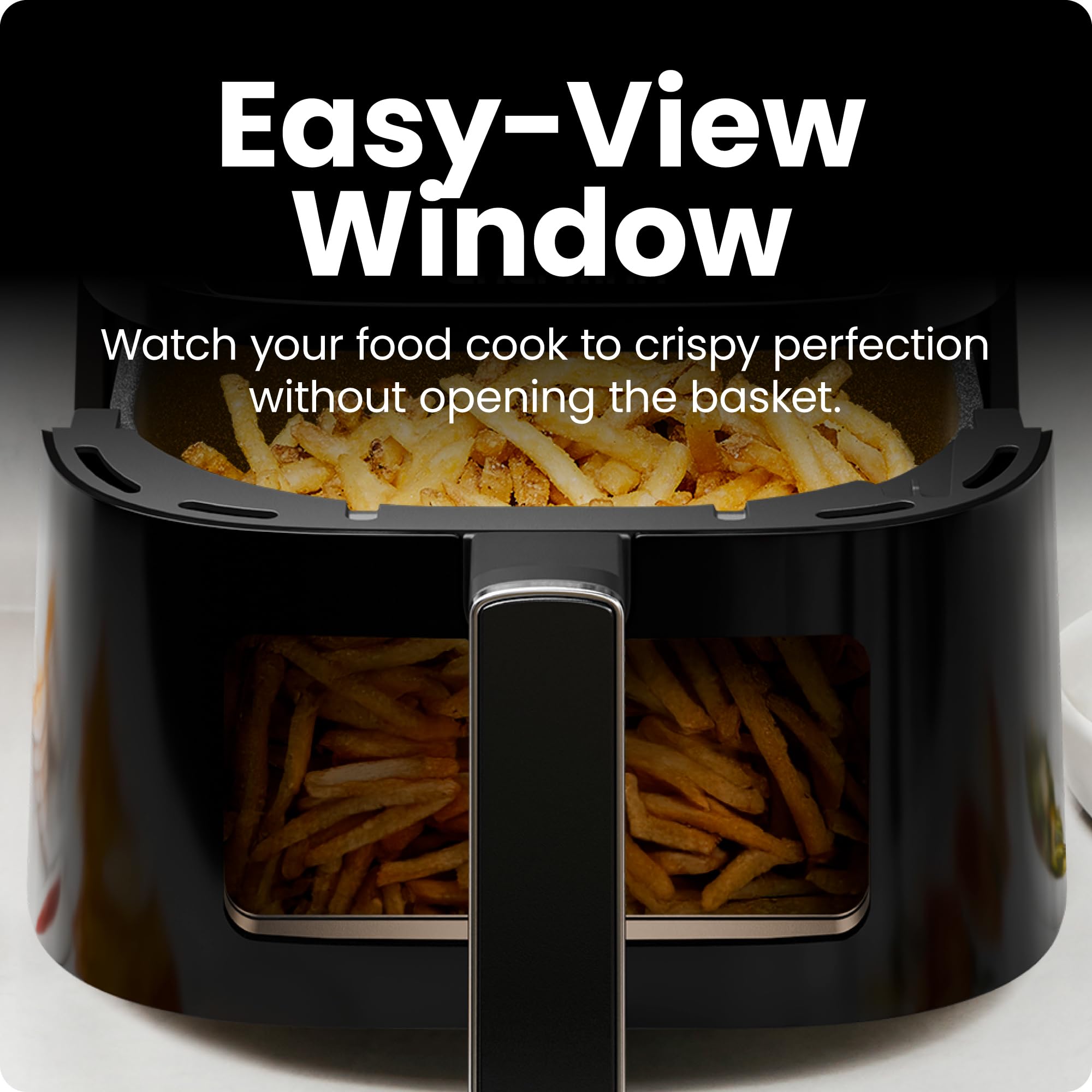 Freidora de aire Chefman – Freidora de aire compacta de 4 cuartos para comidas rápidas y fáciles, cuenta con tecnología Hi-Fry para una ventana extra crujiente y fácil de ver, controles táctiles con 4 preajustes, cesta antiadherente y apta para lavavajillas, color negro