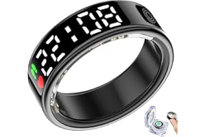 HIVISUALS Smart Rings for Women Men,Fitness Tracker Ring,Smart Ring whth Display and Touch Button,IP68waterproof,Health Ring Tracks Heart Rate/Sleep/Steps/Blood Oxygen/Calorie/Distance,No Subscription(Black9)