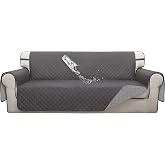 ISSUNTEX Double Protection 100% Waterproof Sofa Covers for Living Room, Couch Covers for 3 Cushion Couch Sofa, Reversible Furniture Protector Sofa Cover for Dogs, Pets, Kids (Sofa, Gray/Light Gray)