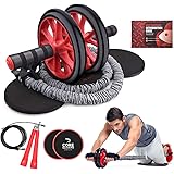 Ab Roller Wheel, Kamileo 5-In-1 Ab Roller Kit with Knee Pad, Resistance Bands, Jump Rope, Core Sliders, Perfect Home Gym Equi
