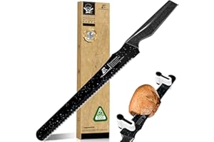 Resharpenable Bread Knife for Homemade Bread, 11.6-Inch Multifunction Serrated Knife with 5 Thickness Adjustable Slicing Guid