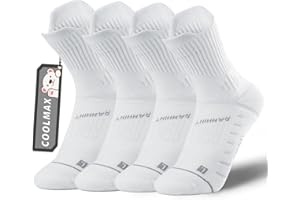 Rahhint Coolmax Compression Boys Youth Running Socks 4 Pairs Cushion Quarter Anti-Blister Breathable Athletic Sports Socks