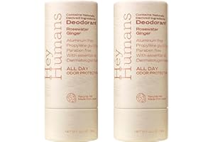 Hey Humans Deodorant, Aluminum Free Deodorant for Women and Men, Contains Naturally Derived Ingredients, All Day Odor Control, Refreshing Essential Oils, Pack of 2, Rosewater Ginger