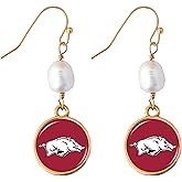 Arkansas Razorbacks Diana Gold and Pearl Dangle Earrings Jewelry Gift UA