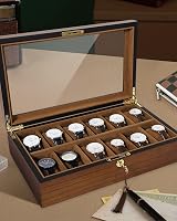 Uten 12 Slot Wooden Watch Box with Golden Lock and Key view 2