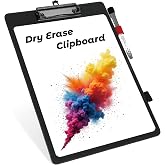 iNenya Hardboard Dry Erase Clipboard | 9&rdquo;x12.5&rdquo; Premium PU Leather Executive Clipboard with Anti-Ghosting Surface | Strong Clip Holds Letter &amp; A4 Paper | for Office, School, Teacher, Nurse (Black)