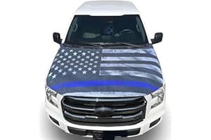 Tobethay American Hood Flag Cover - 59x51 in, Patriotic Car Flag with 2 Pack Adjustable Fasteners