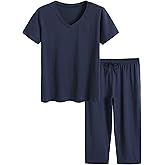 Latuza Women's Cotton Pajamas Set Tops and Capri Pants Sleepwear