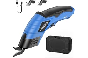 SINOCHIP Electric Scissors for Cardboard Cutting, 3000mAh cell 12000RPM High-Power Box Cutter with Dual Blades & Safety Lock Suitable for fabrics, cardboard, plastics, leather, Rebar Cutters（sky-blue）