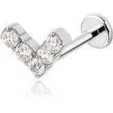 limerencia Hypoallergenic Titanium ASTM F136-18G 6mm 8mm 10mm Flat Back Internal Thread Stud Earring Piercing Jewelry for Tragus Helix Conch Cartilage Nose Lip(1pc)