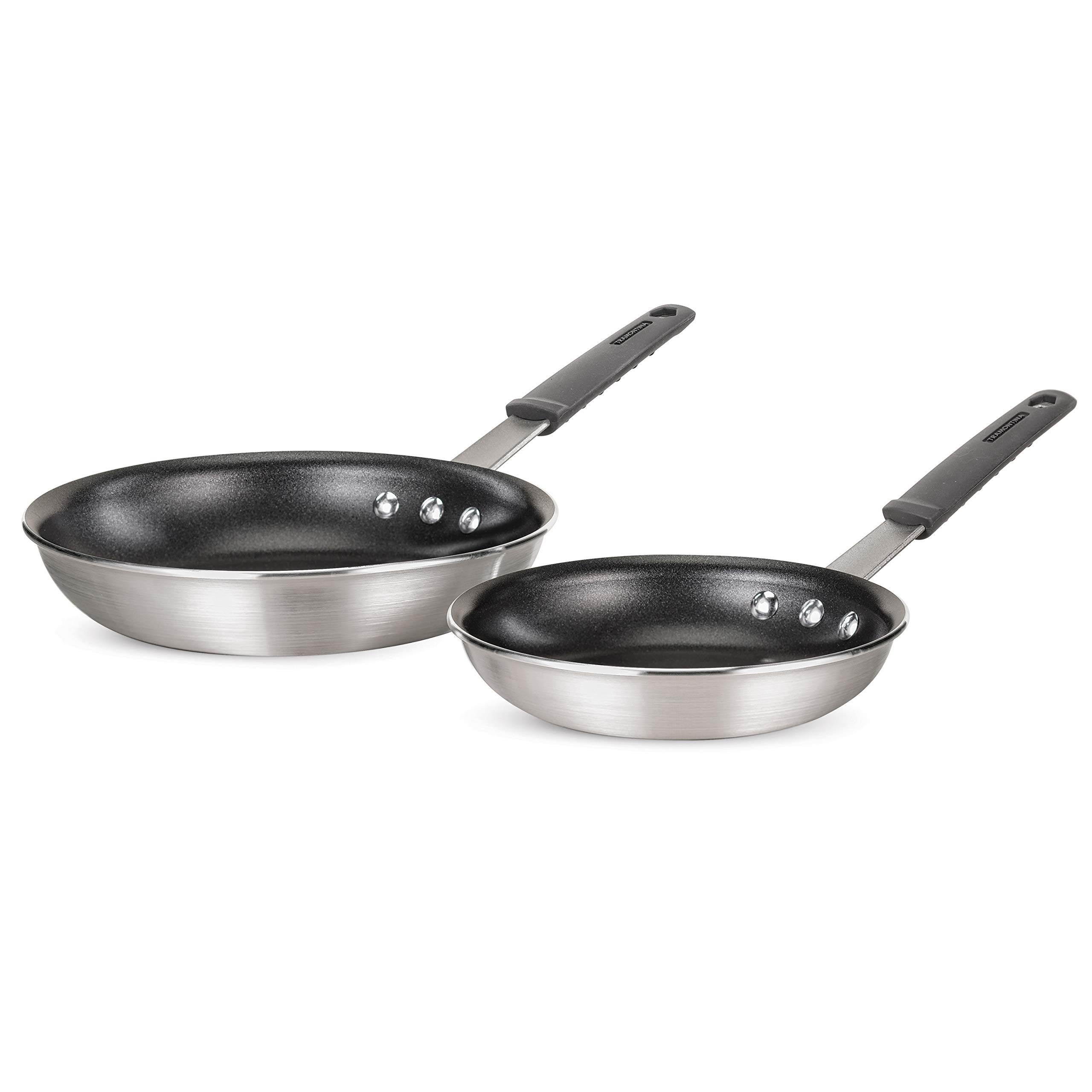 Tramontina Proline 2 Pk Fry Pans 8" & 10" Pans Stainless Steel, Black, 80114/574DS