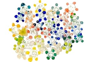 MERVACE ITALIANO 1000 Pieces Daffodil-Styled Fire Glass - 1/4" to 3/8" inches Reflective Tempered Fire Glass for Fireplace, Fire Pit, Assorted Colors for DIY Arts, Craft Trinkets, and Aquarium Decoration (1000)